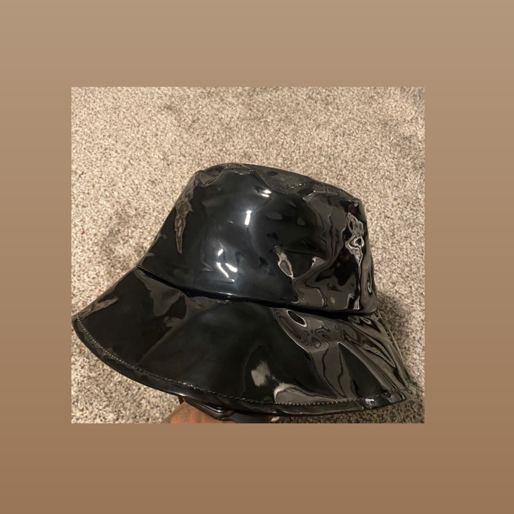 Faux Leather Black Bucket Hat